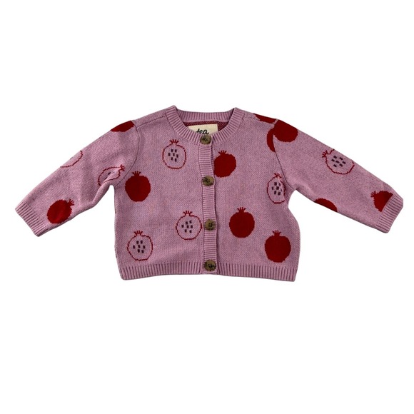 Tea Collection Other - NWT Tea Collection Baby Cardigan 6-9 Months Pink Pomegranate Knit Sweater